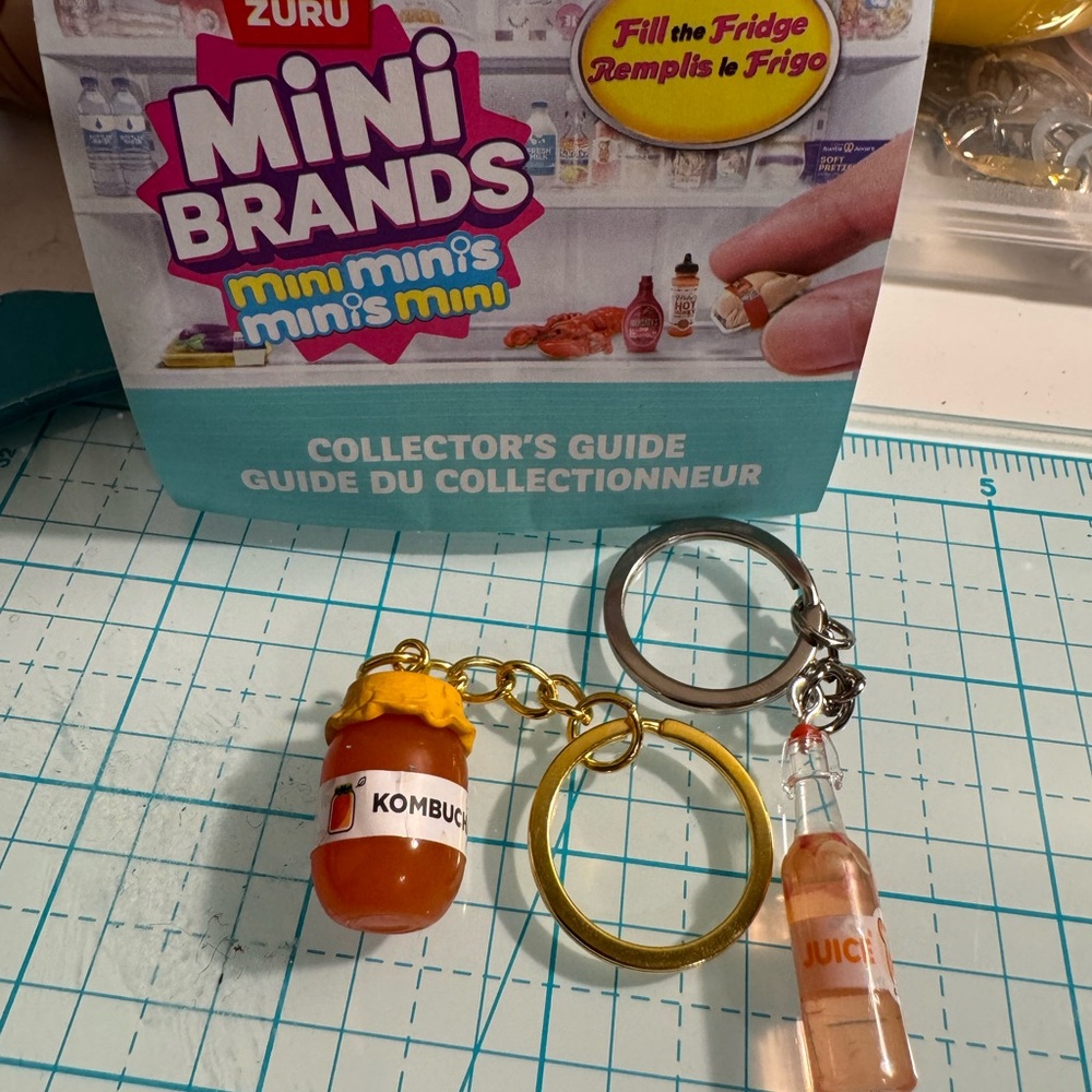 Mini Brands Keychain Set with Kombucha and Juice